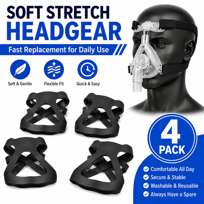CPAP Mask Headgear Replacement Strap 4 Pack Soft Elastic Sleep Apnea Gear