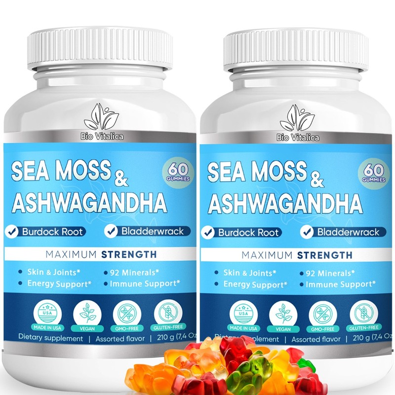 Sea Moss Ashwagandha Gummies by BioVitalica Organic Irish Seamoss & Ashwa Root gallery