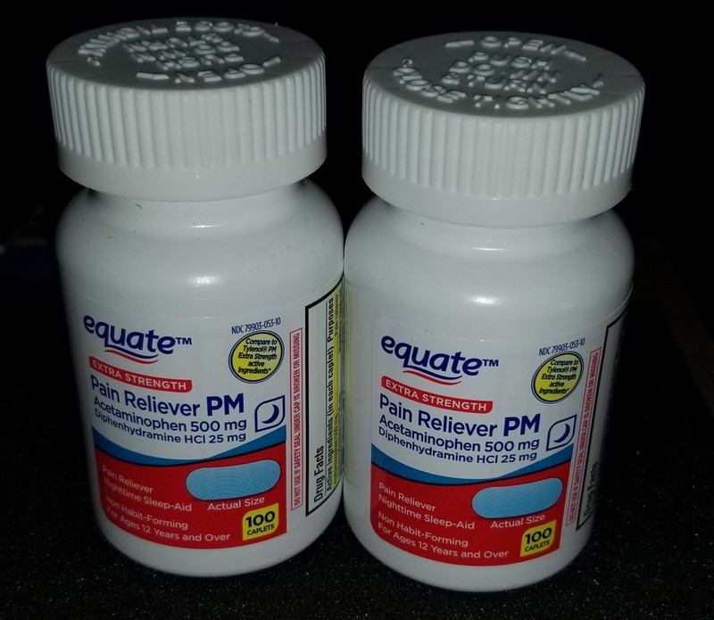 2x Equate Extra Strength Pain Reliever PM Caplets Nighttime 200 Count Exp 09/27✔ gallery