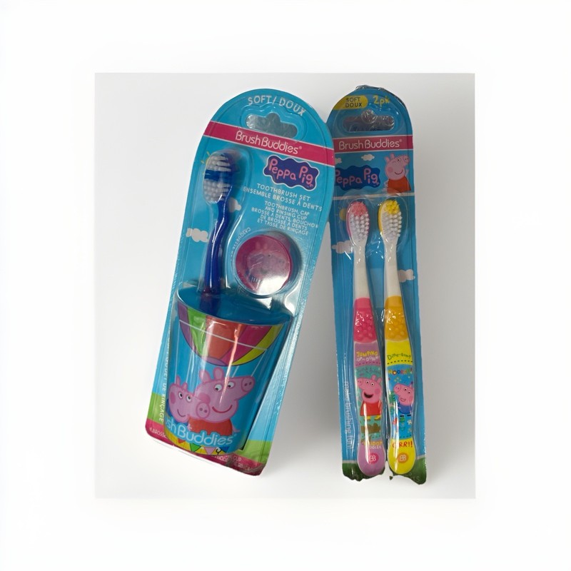 Brush Buddies Peppa Pig 1 Rinse Cup 1 Toothbrush 1 Cap Set – 2 Toothbrushes