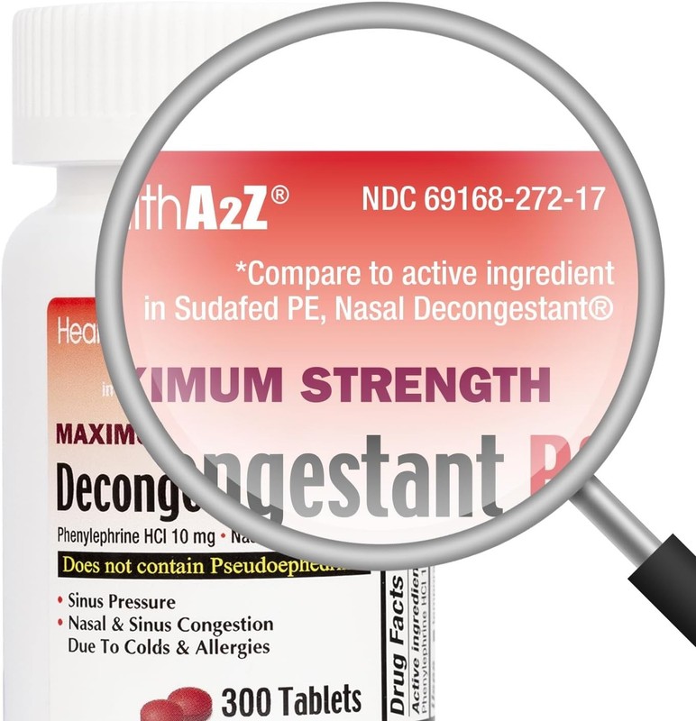 300 Ct. Decongestant PE Phenylephrine HCl Non-Drowsy Nasal & Sinus Congestion gallery