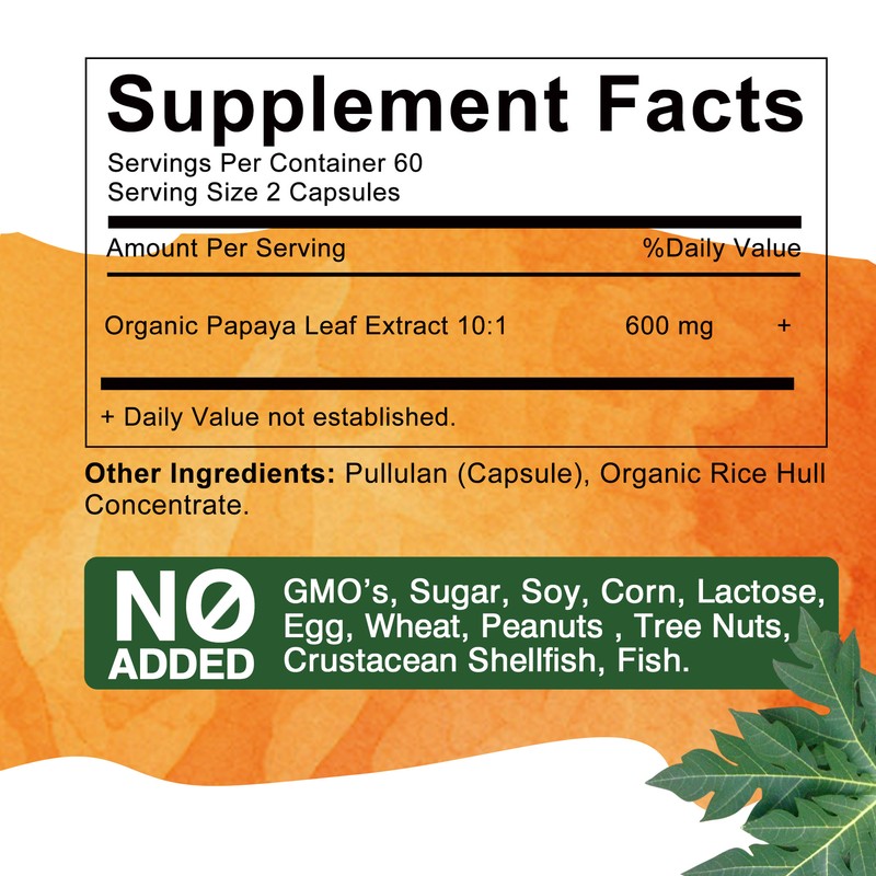 Papaya Leaf Extract Capsules -Support Digestive,Maintain Natural Platelet Levels gallery
