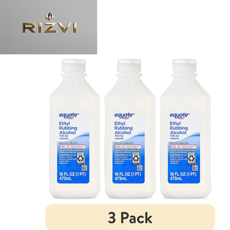 (3 pack) Equate 70% Ethyl Rubbing Alcohol Antiseptic, 16 fl oz