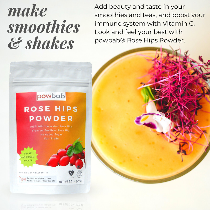 powbab Rose Hips Powder: 100% Organic Rosehip. Premium Rosa Rubiginosa (3.5 oz) gallery
