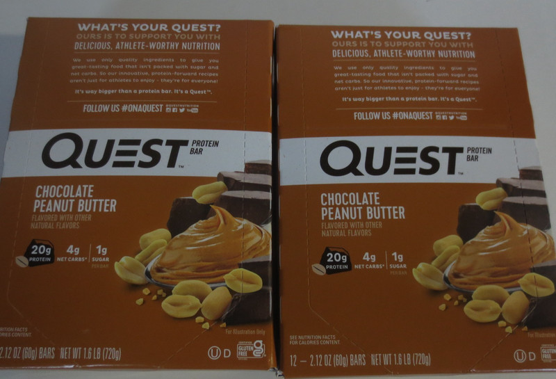 Quest Chocolate Peanut Butter Bars, 20g Protein – 2 BOXES 12 BARS EACH