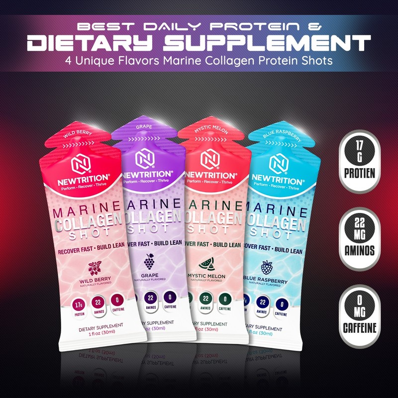 NewTrition 17,000mg Marine Collagen Protein Shots – 22 Amino Acids – B12 - 24 Ct gallery