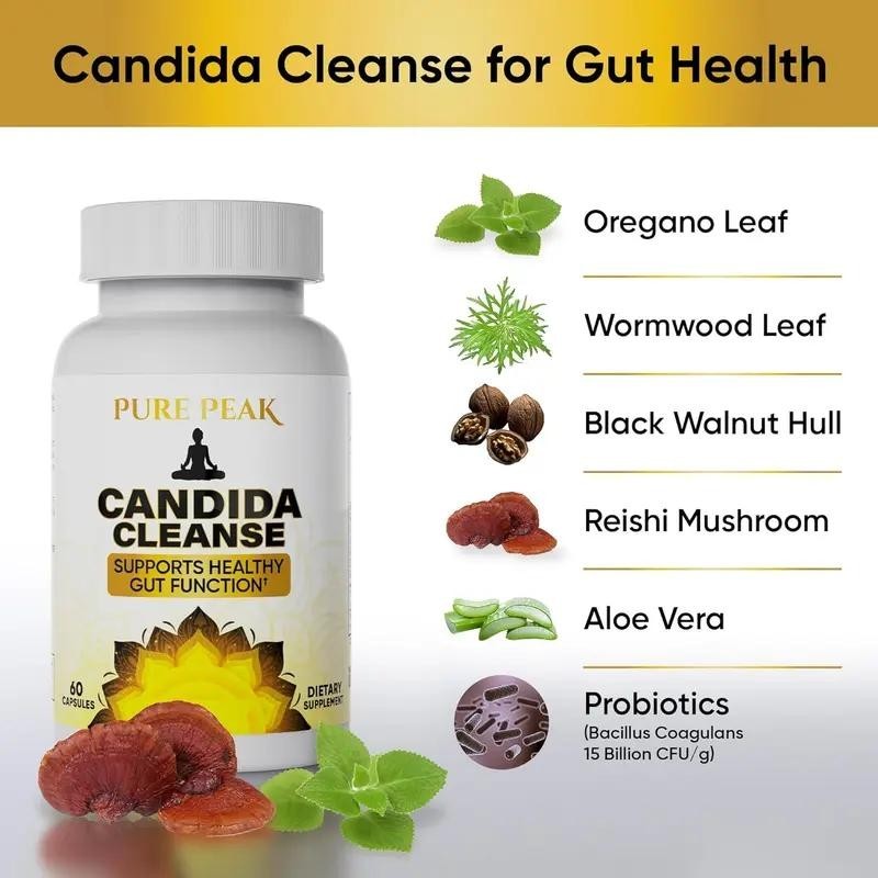 Pure Peak Candida Cleanse-Gut & Colon Support 60 Capsules for Men & Women gallery