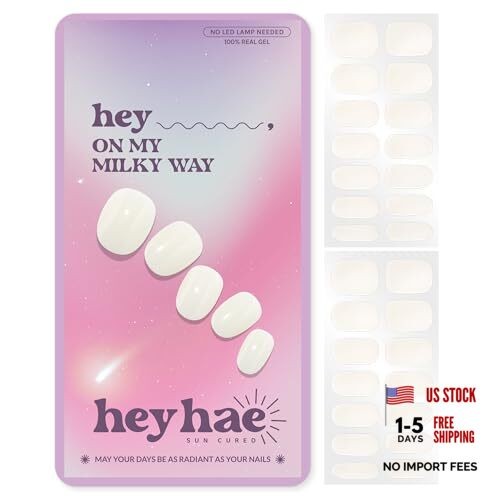 Semi Cured Gel Nail Strips | No LED Lamp Needed | White, Jelly | Easy Apply &