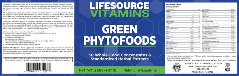 LifeSource Vitamins Green Phyto Foods 2 Lb - 27 Organic Veggies - 72 Minerals gallery