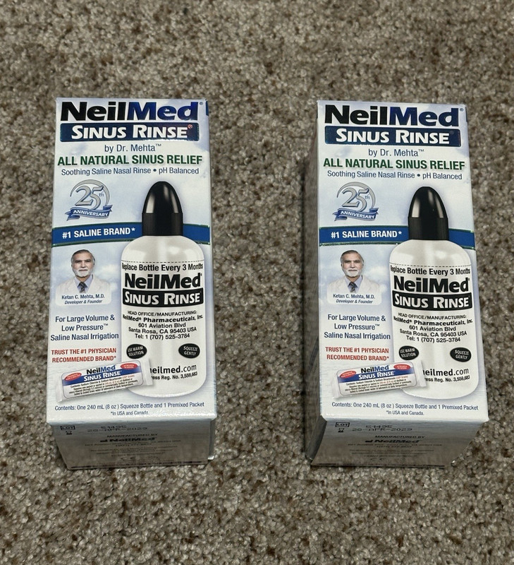 NeilMed Sinus Rinse Squeeze Bottles & Premixed Packets (EXP. 4-2029) Lot of 2