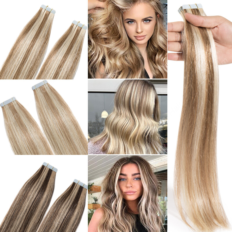 80PCS 200G Thick Tape In Real Remy 100% Human Hair Extension Full Head Skin Weft gallery