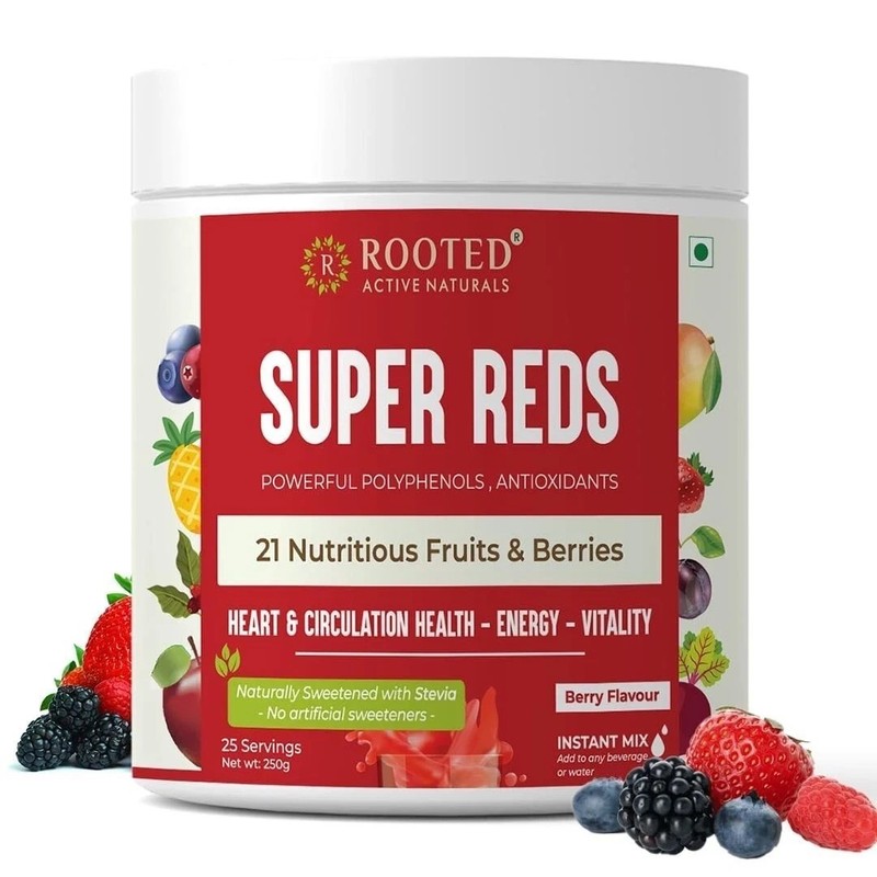 Rooted Actives Super Reds 21 nutritious fruits, berries & Stevia (250 g)