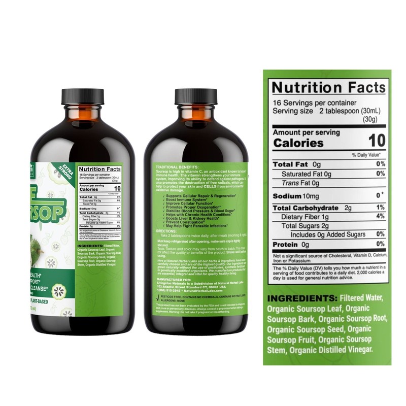 Organic Pure Soursop Blend by Livingston Naturals, Natural Herbal Labs 16 fl oz gallery