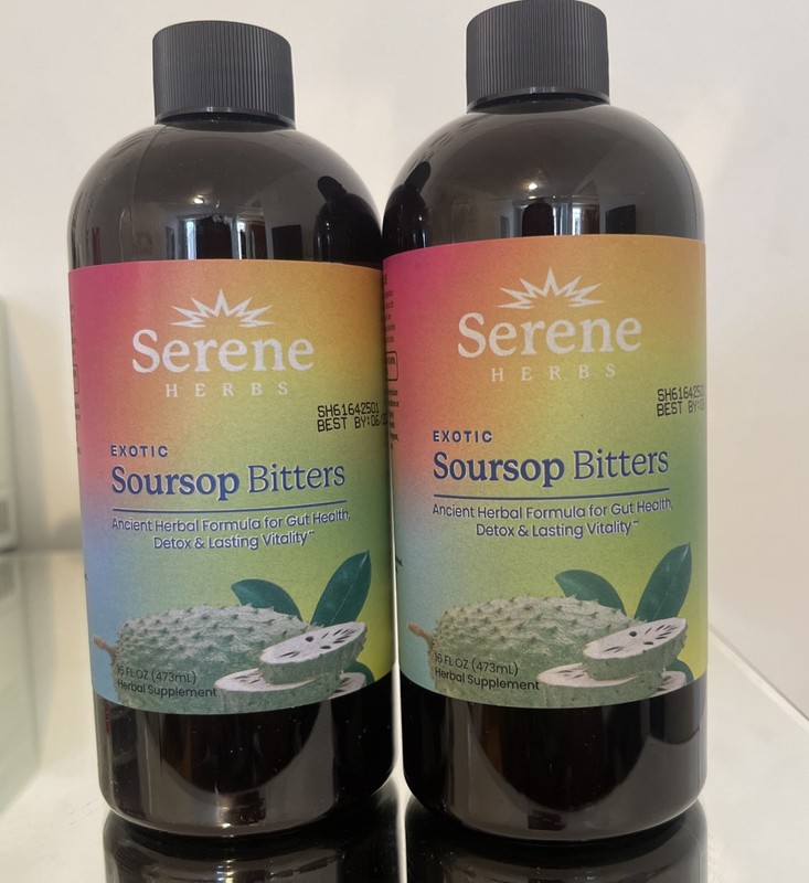 Serene Soursop Bitters Ancient Herbal Formula For Gut Healy Detox,2 Bottle,new