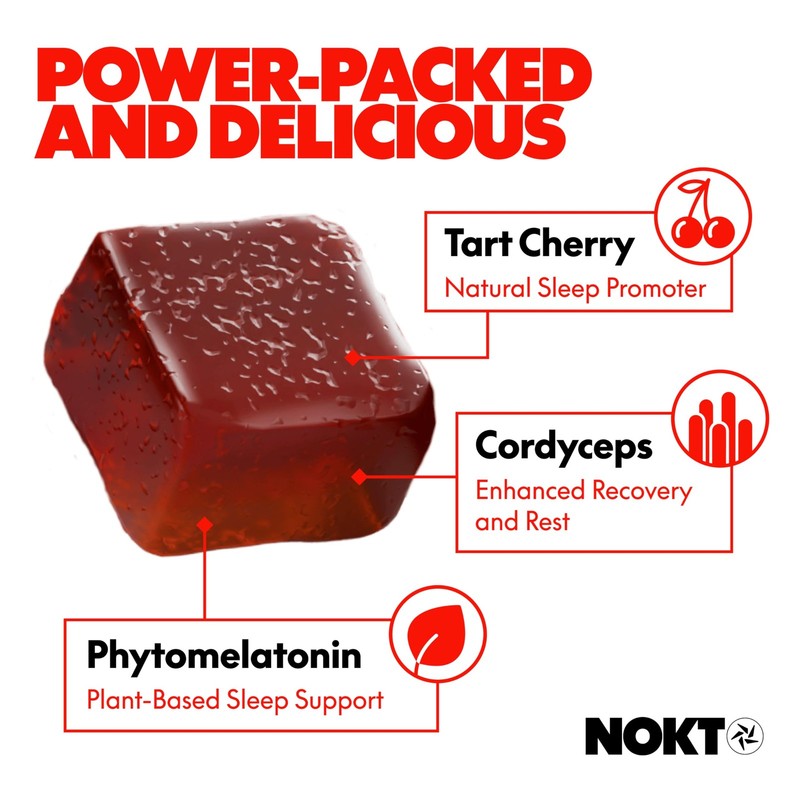 NOKT Sleep Gummies - Tart Cherry, Vegan Melatonin, Sugar-Free, Gluten-Free gallery