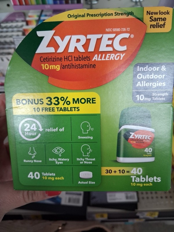 Zyrtec Allergy 24 Hour Cetirizine HCl 10mg Antihistamine Tablets 40 Ct