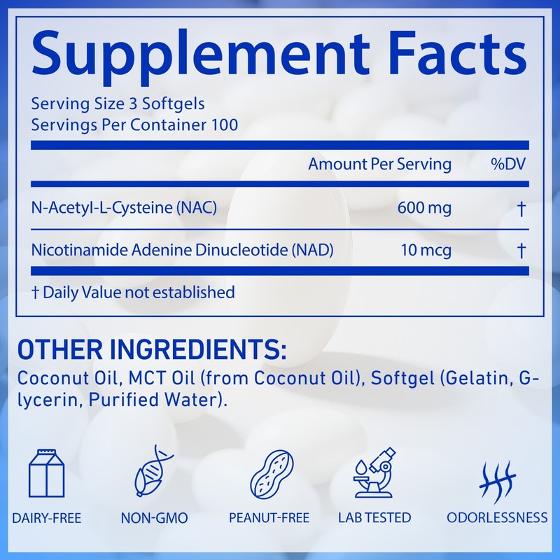NAC 600mg with NAD+ Daily Complex, N-Acetyl Cysteine Supplement Capsules, Antiox gallery
