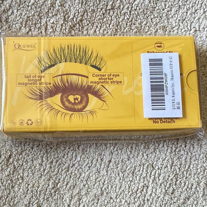 QUEWEL Magnetic Eyelashes Black Natural Long Reusable No Glue, Applicator gallery