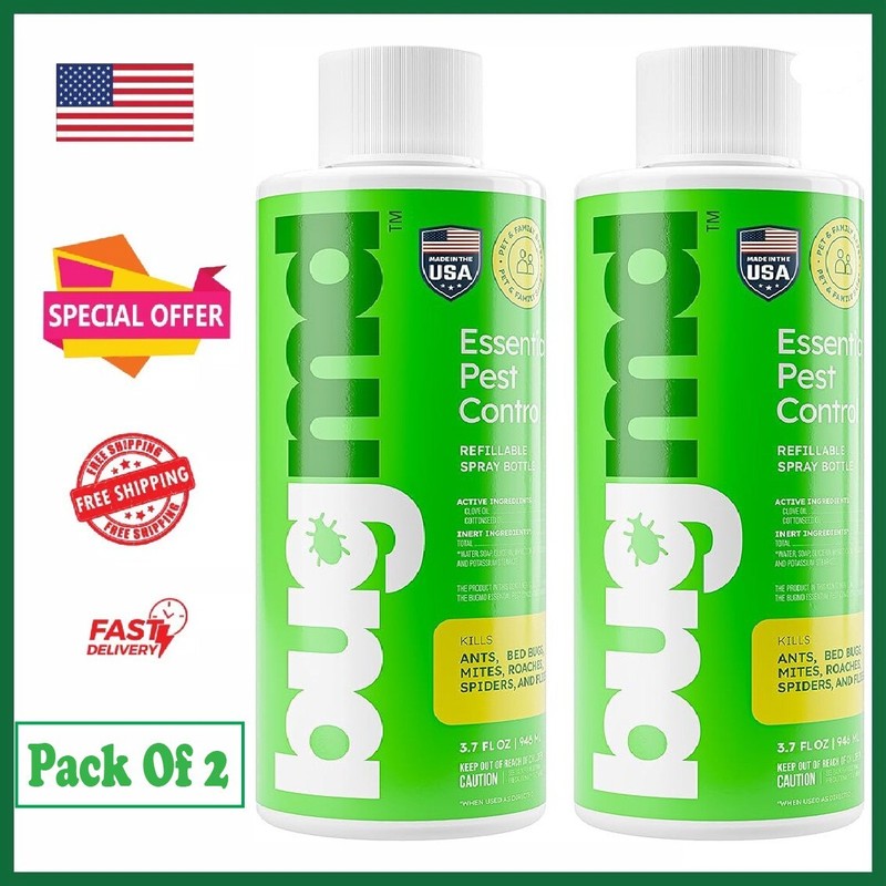 BugMD-Pest Control Essential Oil Concentrate 3.7 oz 2-Pack for Home Bed Bug Spra