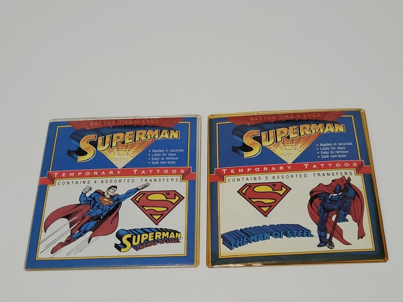 Vtg 1993 Highgate Products Superman DC Temporary Tattoos Lot of 2 Packs NOS