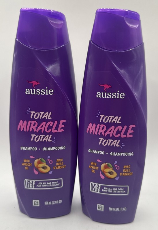 Lot Of 2 Aussie Total Miracle Total Shampoo / Apricot Oil 12.1 Fl oz Each