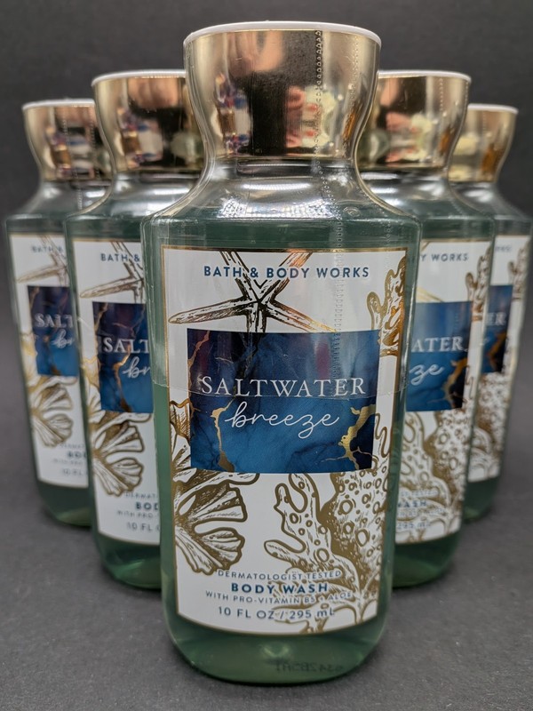 Qty (6) New Bath & Body Works SALTWATER BREEZE Body Wash 10 FL OZ
