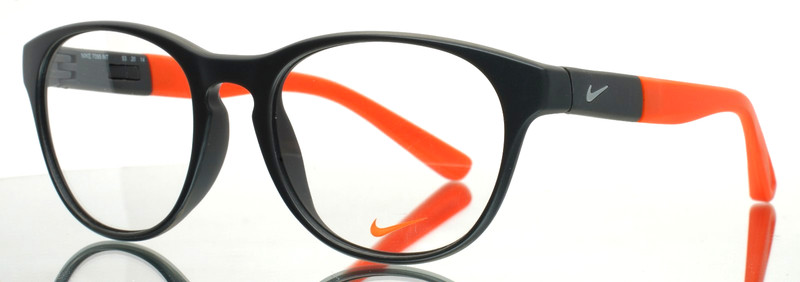 NIKE 7095 INT 070 Matte Black Orange Mens Round Eyeglasses 53-20-140 B:44