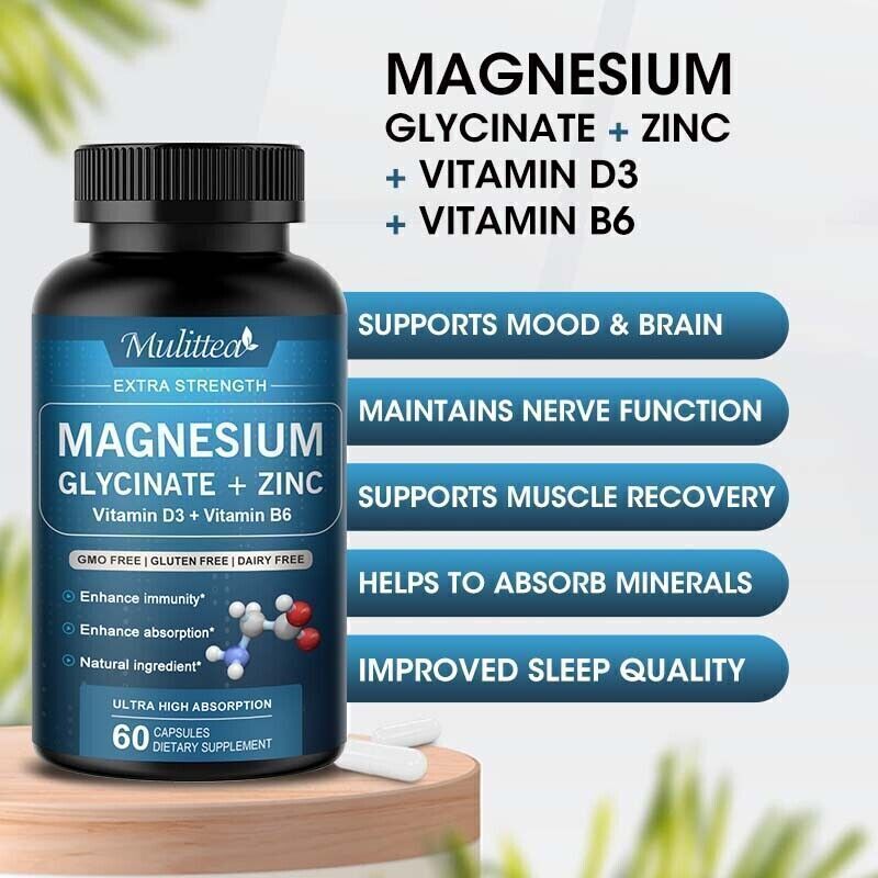 Magnesium Glycinate 500mg High Absorption,Improved Sleep,Stress & Anxiety Relief gallery