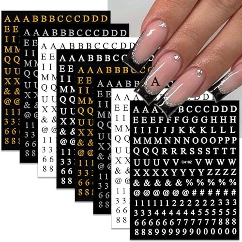 Letters Nail Art Stickers Number Nail Decals 3D Self-Adhesive Luxury 6-Letter