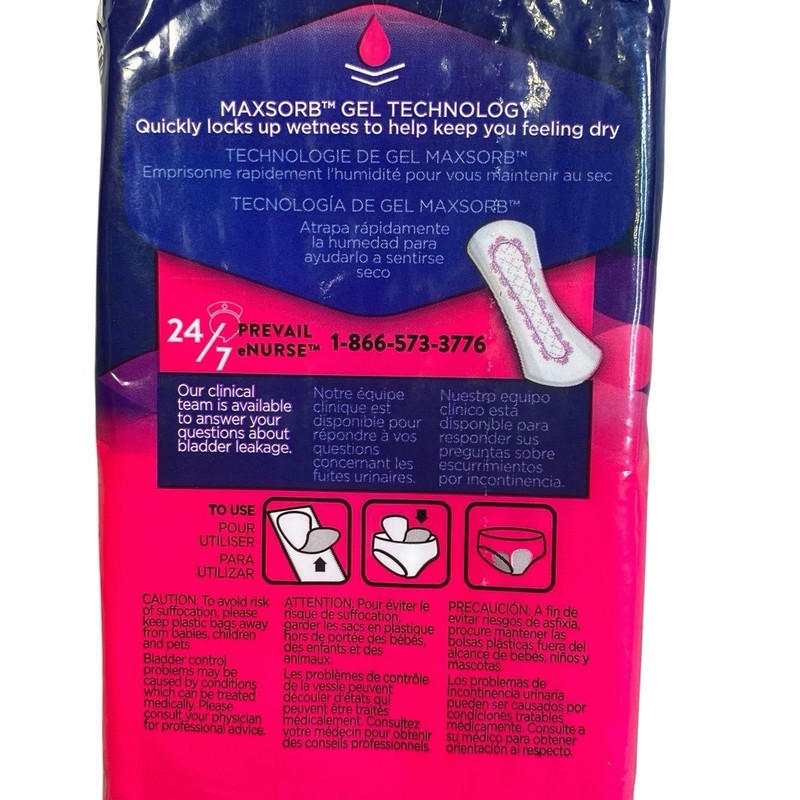 Prevail NWT Incontinence Liners Bladder Leaks Regular Light Absorbency 26 Count gallery
