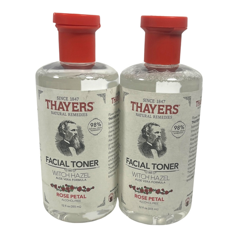 Thayers Witch Hazel Aloe Vera Rose Petal Facial Toner – 12fl oz – LOT of 2