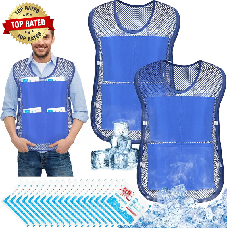 2 Pcs Ice Cooling Vest for Men Women Teens with Ice Packs Summer Hot Weather Coo