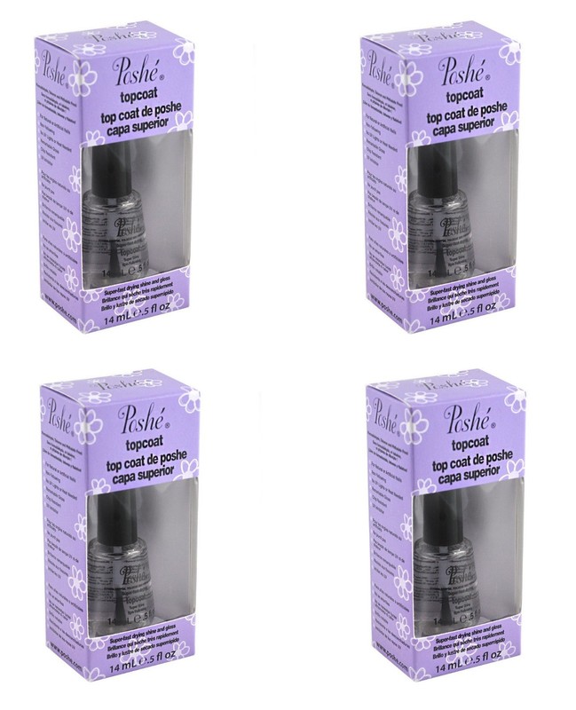 Poshe Fast Drying Top Coat 1/2 Oz Pack Of 4