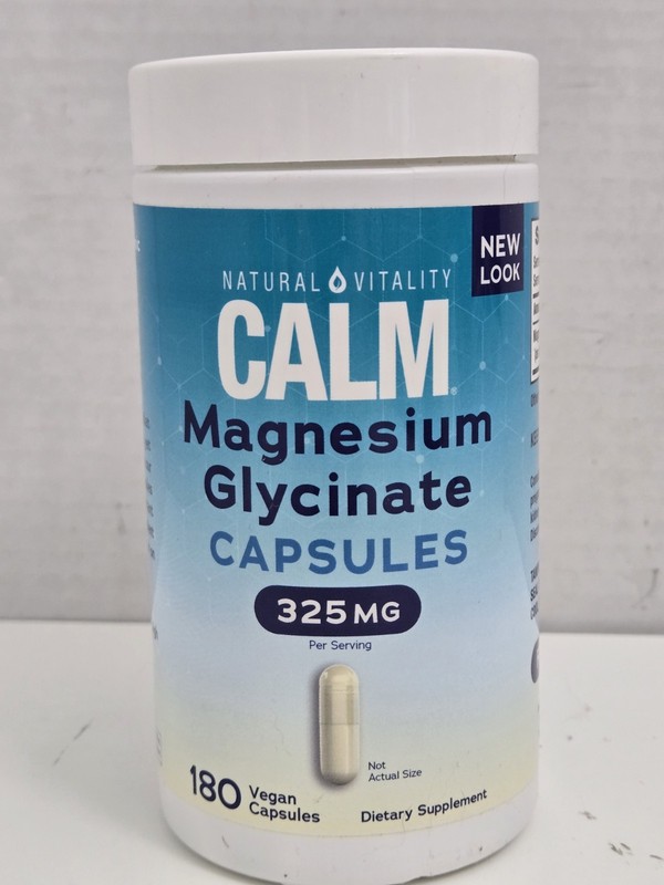 Calm Magnesium Glycinate Supplement 325mg 180 Vegan Caps Exp 3/28 SEALED