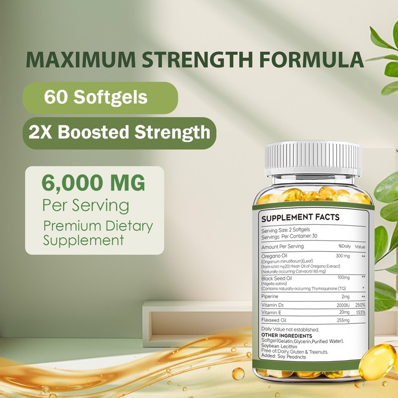 Oil of Oregano With Black Seed Oil 6000mg, 6 in 1 fomula gallery