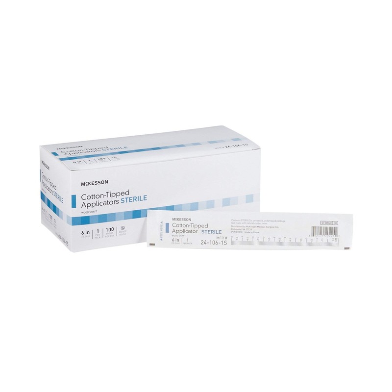 McKesson Cotton Tipped Applicator, 6 in 100 Count Long Sterile Medical Swabs, gallery