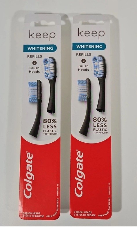 Colgate Keep Whitening Toothbrush Refills 4 Brush Heads 80% Less Plastic New