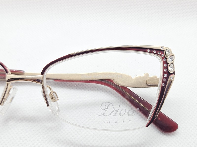 Diva 5613 101 Red & Gold Eyeglasses Frames 54-14-149 Made In Italy gallery