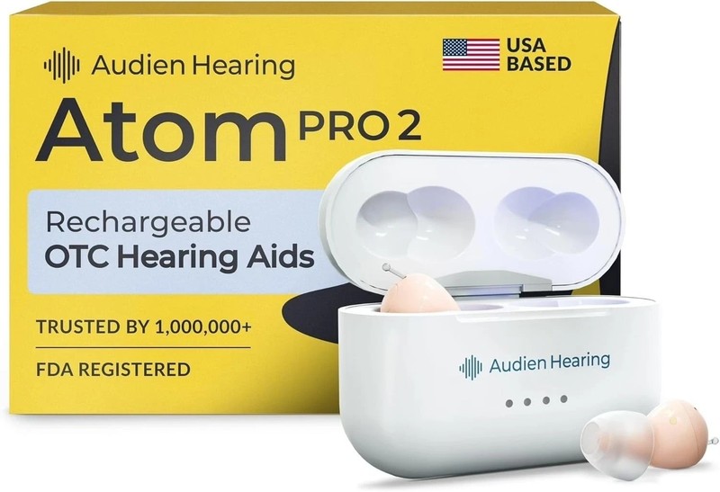 Audien Atom Pro 2 ITE Rechargeable OTC Hearing Aid Certified Refurbished