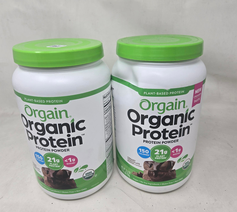 2 Pack Orgain Organic Plant Based Protein Powder Creamy Chocolate Fudge 2lb 1/27