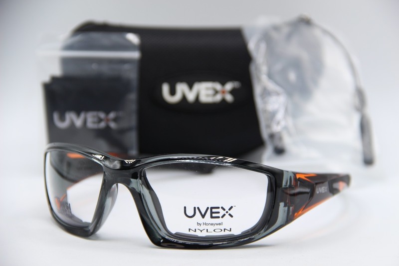 NEW UVEX HONEYWELL NYLON SW12 GRA/ORG GRAY ORANGE AUTHENTIC EYEGLASSES 64-17
