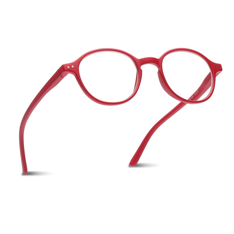 2SeeLife Small Round Reading Glasses Men & Women +1.75 Red Narrow-Medium Fit