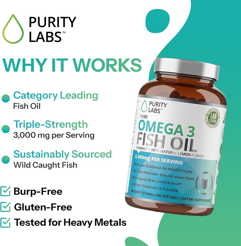 Omega 3 Fish Oil 3000Mg – DHA & EPA Omega 3 Fatty Acid Supplements to Support He gallery