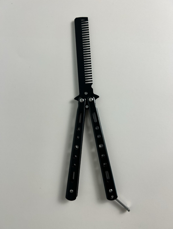 Black Butterfly Style Folding Metal Hair Comb 5 in Unisex for All Hair Types