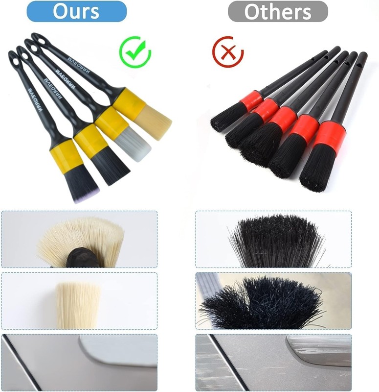 Set 4 brochas detalle auto cerdas suaves interior exterior diseno ergonomico gallery