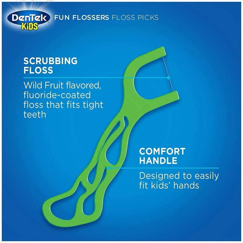 DenTek Kids Fun Flossers, Wild Fruit Flavor, 90 Count gallery