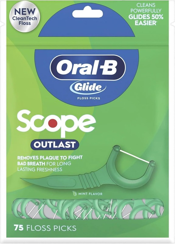 Oral-B Glide Complete Floss Picks, Dental Floss Picks, Scope Outlast, 75-ct