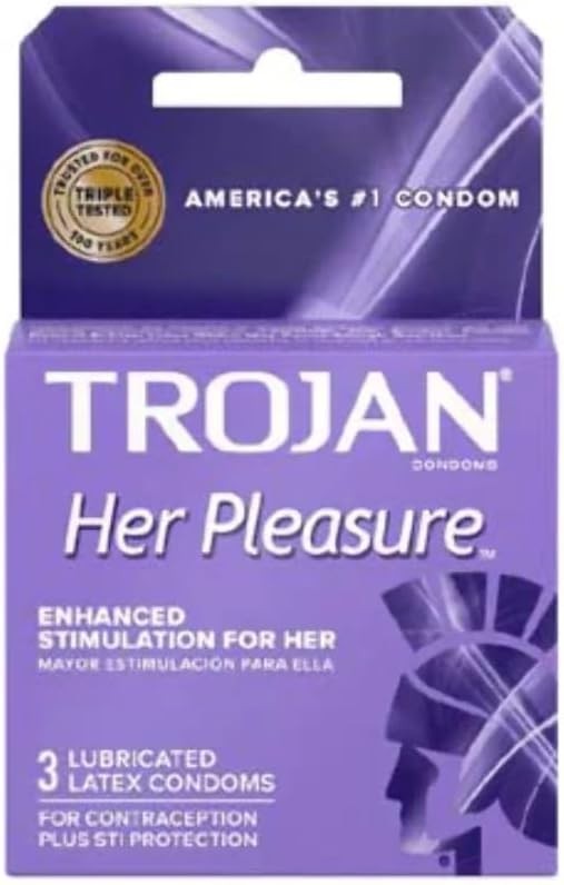Her Pleasure Sensations 3 Count – Dotted Lubricated Condoms for Couples