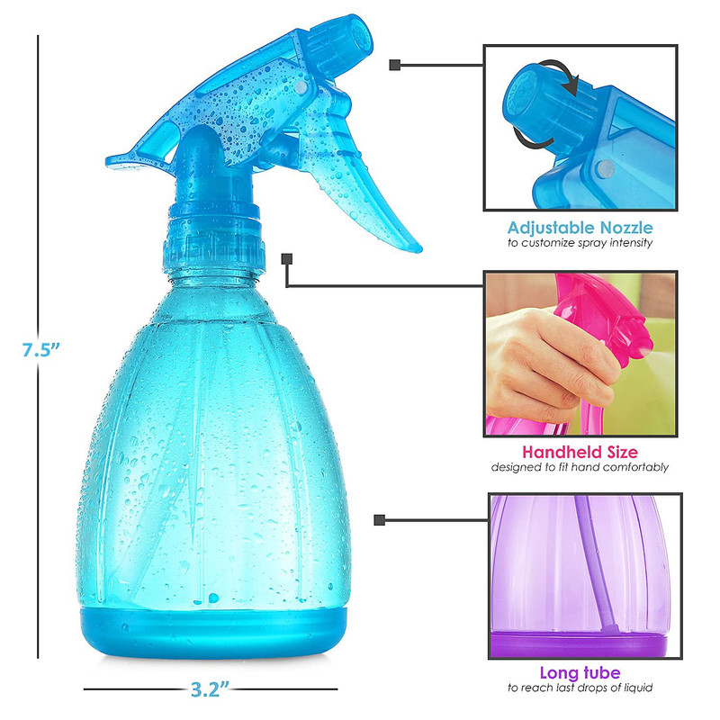 Dilabee Plastic Spray Bottles - 12Oz (3 Pack) Water Spray Bottle for Hair, Garde gallery