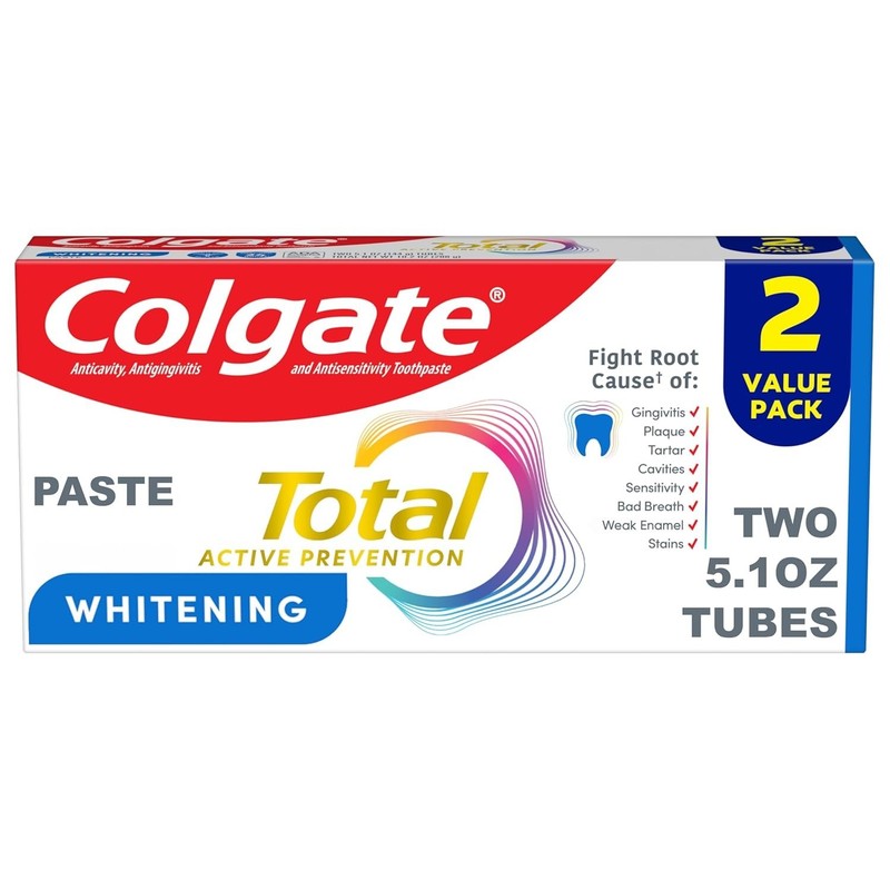Colgate Total Whitening Toothpaste 5.1oz 2 Pack Mint Fluoride